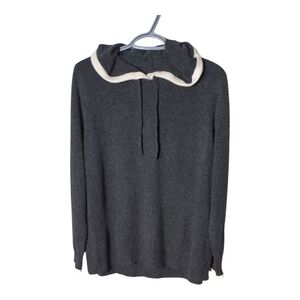 Summersalt The Coziest Cashmere Blend Hoodie in Charcoal & White Sand Sz Med